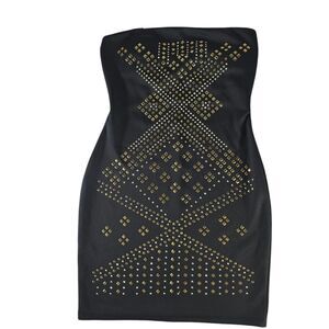 Deb Black and Gold Strapless Sequin Bodycon Dress